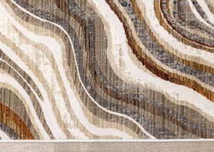 HomeRoots 5' Cream and Beige Abstract Area Rug - Soft, Durable, Stain-Resistant for Modern Living Spaces 5' X 8' 660184