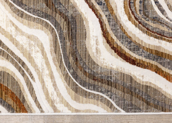 HomeRoots 5' Cream and Beige Abstract Area Rug - Soft, Durable, Stain-Resistant for Modern Living Spaces 5' X 8' 660184
