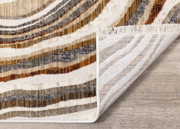 HomeRoots 5' Cream and Beige Abstract Area Rug - Soft, Durable, Stain-Resistant for Modern Living Spaces 8' X 10' 660185