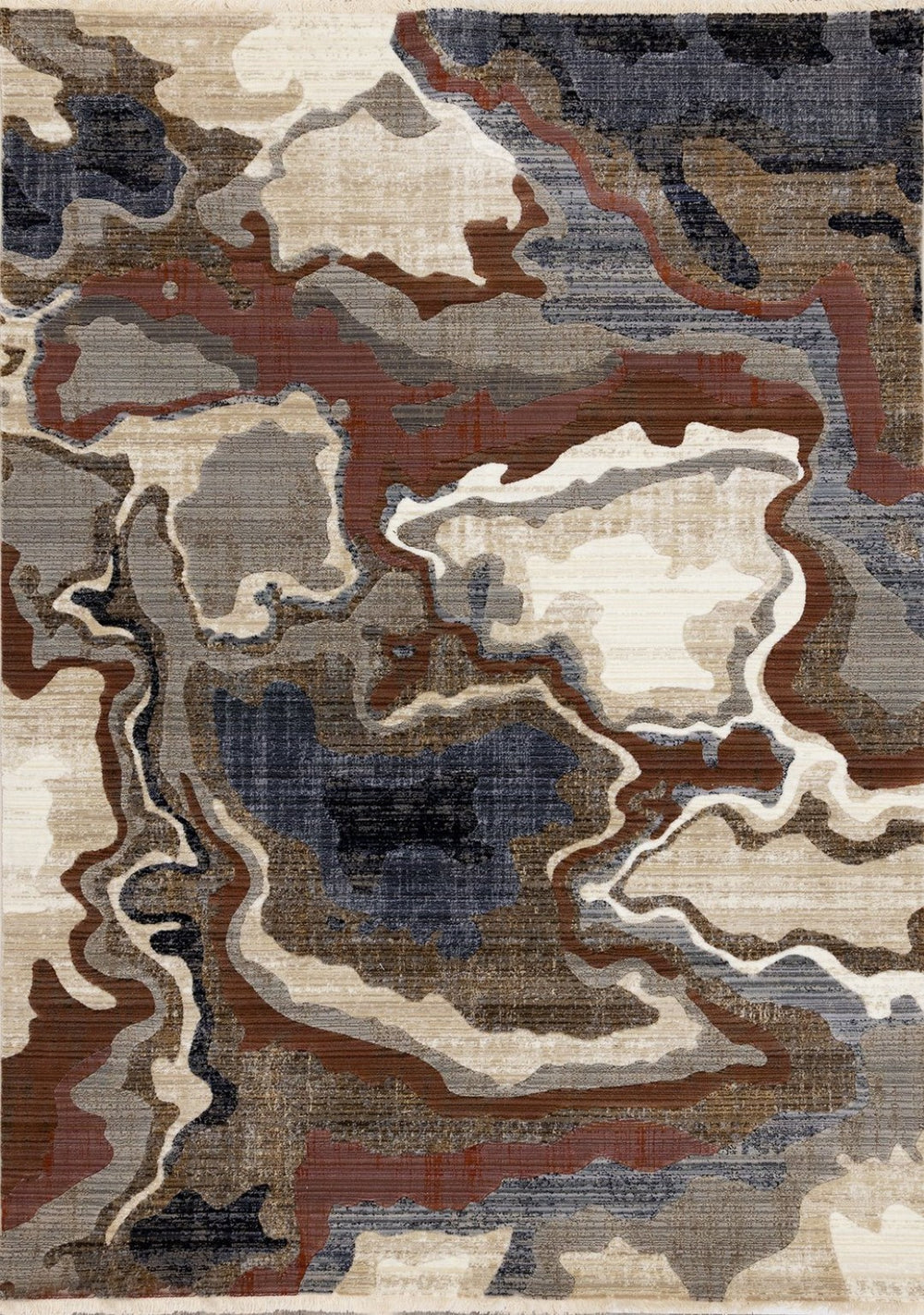 HomeRoots 5' Modern Abstract Area Rug in Beige, Blue & Black - Stylish, Durable, Stain-Resistant Design for Any Room 5' X 8' 660187