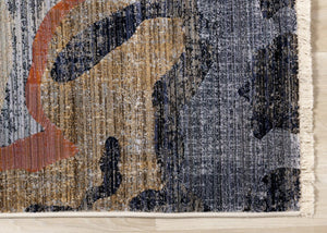 HomeRoots 5' Modern Abstract Area Rug in Beige, Blue & Black - Stylish, Durable, Stain-Resistant Design for Any Room 5' X 8' 660187