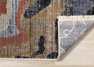 HomeRoots 5' Modern Abstract Area Rug in Beige, Blue & Black - Stylish, Durable, Stain-Resistant Design for Any Room 5' X 8' 660187