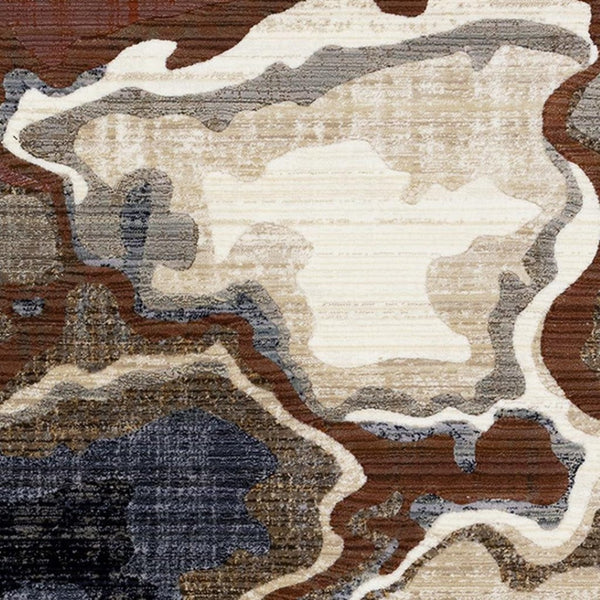 HomeRoots 8' Abstract Area Rug in Beige, Blue, and Black - Modern Design for Comfort, Style & Easy Maintenance 8' X 10' 660188