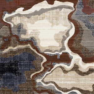 HomeRoots 8' Abstract Area Rug in Beige, Blue, and Black - Modern Design for Comfort, Style & Easy Maintenance 8' X 10' 660188