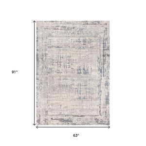 HomeRoots 5' Abstract Area Rug in Gray-Blue and Beige - Modern, Durable, Stain-Resistant for High Traffic Areas 5' X 8' 660189