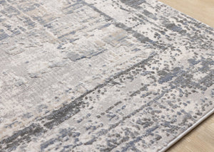 HomeRoots 5' Abstract Area Rug in Gray-Blue and Beige - Modern, Durable, Stain-Resistant for High Traffic Areas 5' X 8' 660189