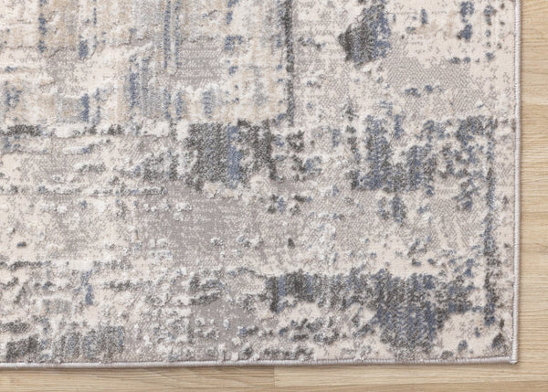 HomeRoots 5' Abstract Area Rug in Gray-Blue and Beige - Modern, Durable, Stain-Resistant for High Traffic Areas 5' X 8' 660189