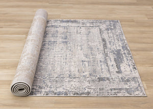HomeRoots 5' Abstract Area Rug in Gray-Blue and Beige - Modern, Durable, Stain-Resistant for High Traffic Areas 5' X 8' 660189