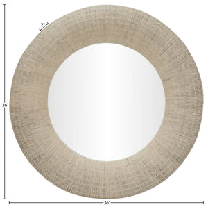Meridian Furniture Meadow Jute Rope Wrapped Round Wall Mirror Handcrafted Wavy Frame for Boho Entryway Decor 36 inches 66018Natural-M