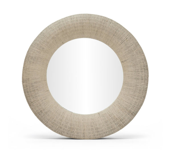 Meridian Furniture Meadow Jute Rope Wrapped Round Wall Mirror Handcrafted Wavy Frame for Boho Entryway Decor 36 inches 66018Natural-M