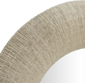 Meridian Furniture Meadow Jute Rope Wrapped Round Wall Mirror Handcrafted Wavy Frame for Boho Entryway Decor 36 inches 66018Natural-M