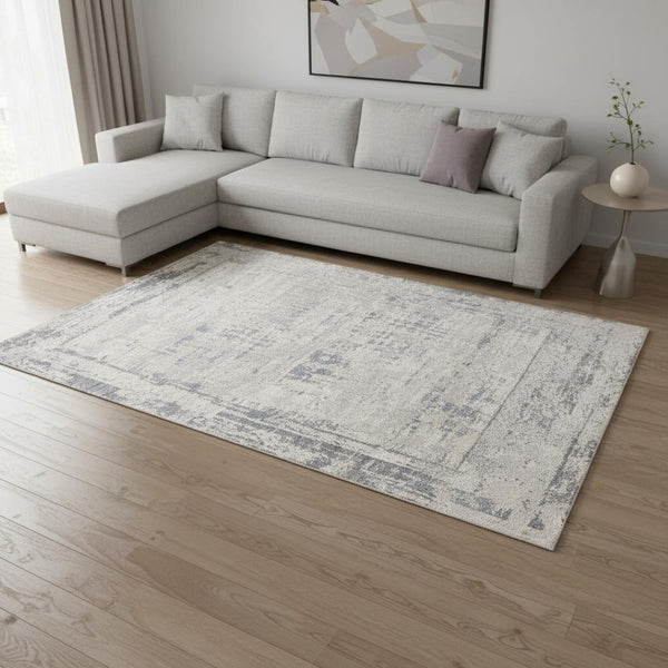 HomeRoots 8' Abstract Area Rug in Gray-Blue and Beige - Stylish, Durable, and Perfect for High-Traffic Spaces 8' X 11' 660190