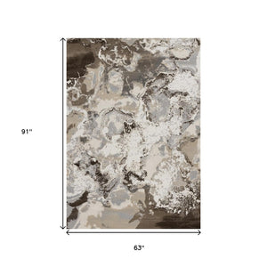 HomeRoots 5' Modern Taupe and Cream Abstract Area Rug - Soft, Durable, Stain-Resistant, Perfect for Busy Homes 5' X 8' 660193