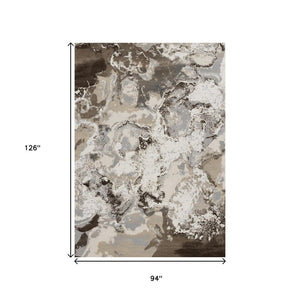 HomeRoots 8' Taupe and Cream Abstract Area Rug - Modern Durable Design for Stylish Living Spaces and Easy Care 8' X 11' 660194