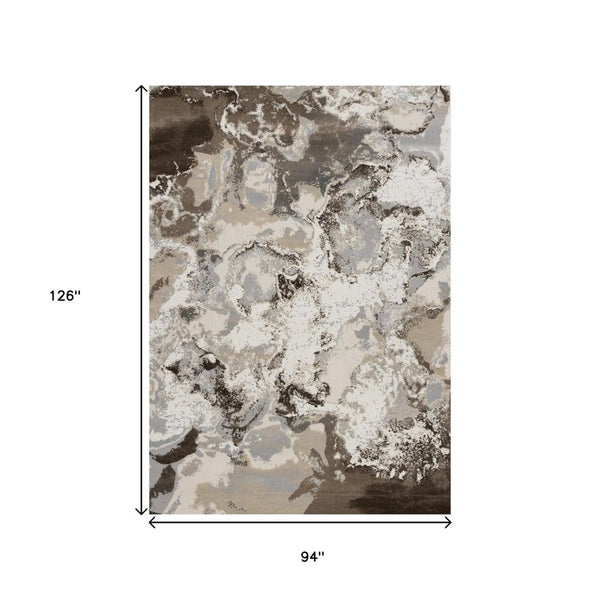 HomeRoots 8' Taupe and Cream Abstract Area Rug - Modern Durable Design for Stylish Living Spaces and Easy Care 8' X 11' 660194