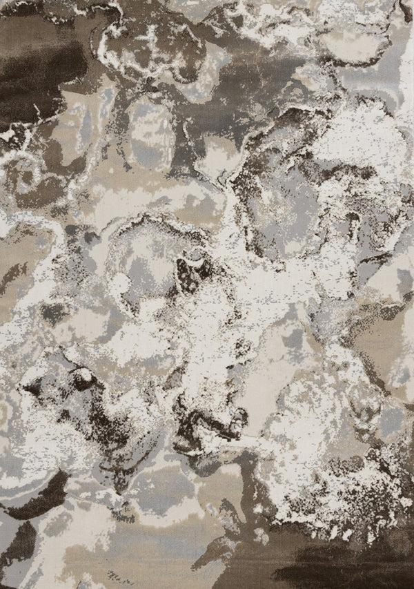 HomeRoots 8' Taupe and Cream Abstract Area Rug - Modern Durable Design for Stylish Living Spaces and Easy Care 8' X 11' 660194