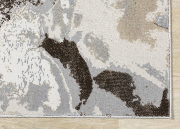 HomeRoots 8' Taupe and Cream Abstract Area Rug - Modern Durable Design for Stylish Living Spaces and Easy Care 8' X 11' 660194