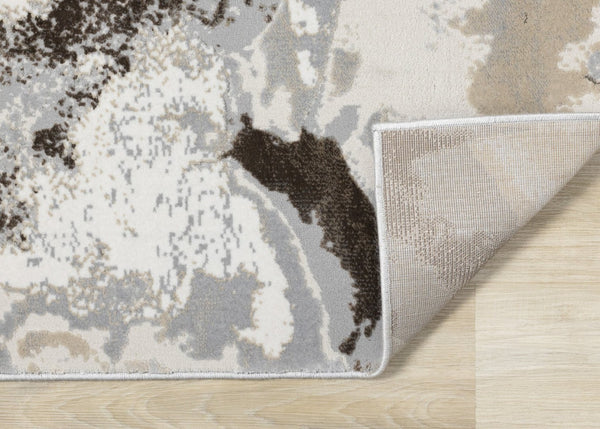 HomeRoots 8' Taupe and Cream Abstract Area Rug - Modern Durable Design for Stylish Living Spaces and Easy Care 8' X 11' 660194