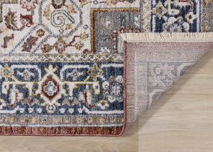 HomeRoots 8' Red Blue and Tan Medallion Area Rug - Durable, Stain-Resistant, Perfect for Living Spaces & Entryways 8' X 10' 660198