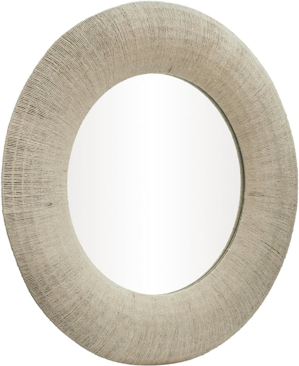 Meridian Furniture Meadow Jute Rope Wrapped Round Wall Mirror Handcrafted Wavy Frame for Boho Entryway Decor 48 inches 66019Natural-M