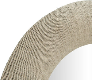 Meridian Furniture Meadow Jute Rope Wrapped Round Wall Mirror Handcrafted Wavy Frame for Boho Entryway Decor 48 inches 66019Natural-M