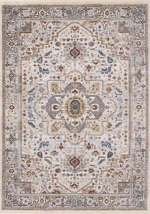 HomeRoots 8' Cream and Blue Medallion Area Rug - Stylish, Durable, and Stain-Resistant for Modern Homes 8' X 10' 660200