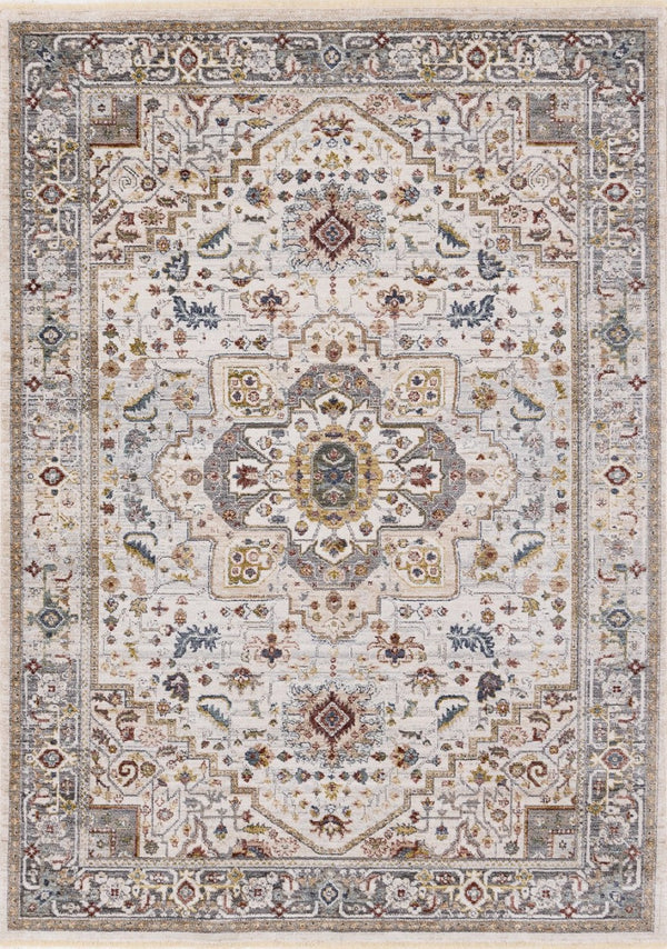 HomeRoots 8' Cream and Blue Medallion Area Rug - Stylish, Durable, and Stain-Resistant for Modern Homes 8' X 10' 660200