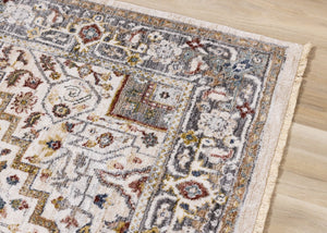 HomeRoots 8' Cream and Blue Medallion Area Rug - Stylish, Durable, and Stain-Resistant for Modern Homes 8' X 10' 660200