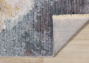 HomeRoots 5' Botanical Leaves Area Rug in Cream, Blue & Yellow - Modern Charm for Any Room's Style 5' X 8' 660201