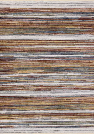HomeRoots 8' Striped Area Rug in Vibrant Yellow, Blue & Brown - Durable, Stain-Resistant, Modern Design for Any Space 8' X 10' 660206