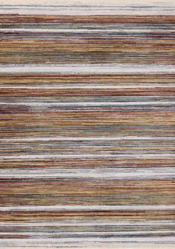HomeRoots 8' Striped Area Rug in Vibrant Yellow, Blue & Brown - Durable, Stain-Resistant, Modern Design for Any Space 8' X 10' 660206