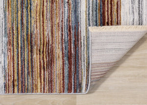 HomeRoots 8' Striped Area Rug in Vibrant Yellow, Blue & Brown - Durable, Stain-Resistant, Modern Design for Any Space 8' X 10' 660206