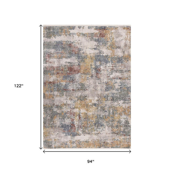 HomeRoots 8' Modern Abstract Area Rug in Cream, Blue, and Yellow – Durable, Stylish, and Low-Maintenance Design 8' X 10' 660208