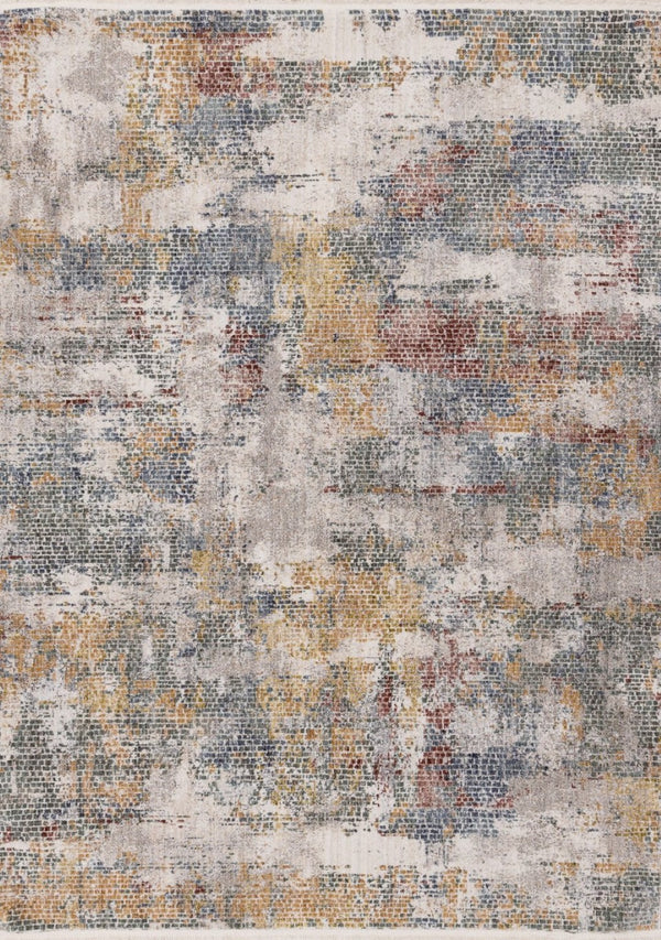 HomeRoots 8' Modern Abstract Area Rug in Cream, Blue, and Yellow – Durable, Stylish, and Low-Maintenance Design 8' X 10' 660208