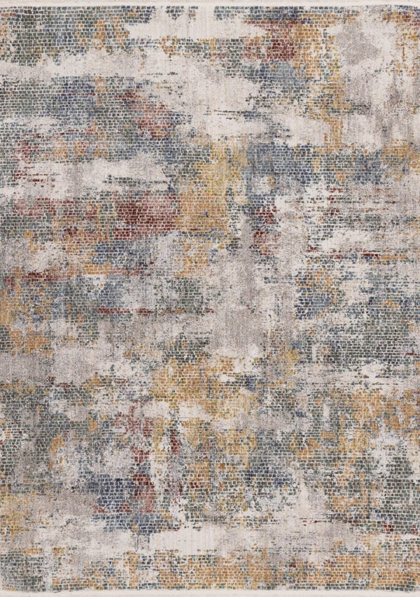 HomeRoots 8' Modern Abstract Area Rug in Cream, Blue, and Yellow – Durable, Stylish, and Low-Maintenance Design 8' X 10' 660208