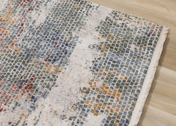 HomeRoots 8' Modern Abstract Area Rug in Cream, Blue, and Yellow – Durable, Stylish, and Low-Maintenance Design 8' X 10' 660208