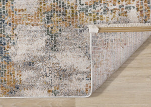 HomeRoots 8' Modern Abstract Area Rug in Cream, Blue, and Yellow – Durable, Stylish, and Low-Maintenance Design 8' X 10' 660208