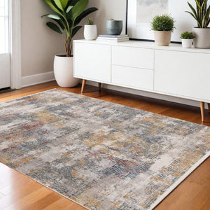 HomeRoots 4' Cream and Brown Striped Area Rug – Durable, Stain-Resistant, Stylish for High-Traffic Spaces 4' X 6' 660209