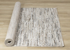 HomeRoots 4' Cream and Brown Striped Area Rug – Durable, Stain-Resistant, Stylish for High-Traffic Spaces 4' X 6' 660209