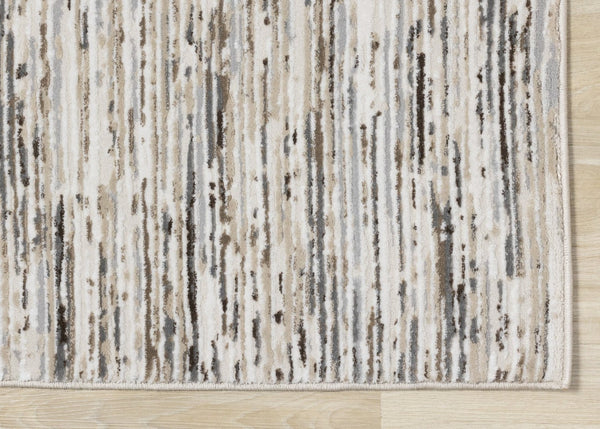 HomeRoots 4' Cream and Brown Striped Area Rug – Durable, Stain-Resistant, Stylish for High-Traffic Spaces 5' X 8' 660210