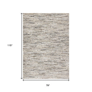 HomeRoots 4' Cream and Brown Striped Area Rug – Durable, Stain-Resistant, Stylish for High-Traffic Spaces 7' X 10' 660211