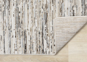 HomeRoots 4' Cream and Brown Striped Area Rug – Durable, Stain-Resistant, Stylish for High-Traffic Spaces 7' X 10' 660211