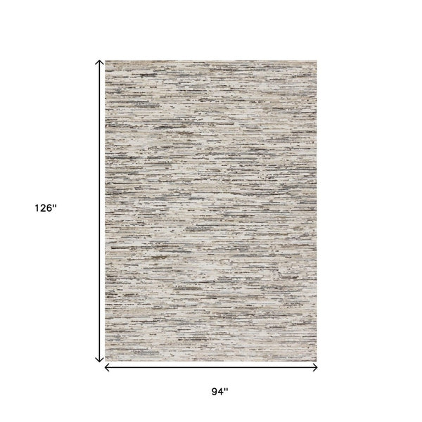 HomeRoots 8' Cream and Brown Striped Area Rug - Durable, Stylish, and Perfect for High-Traffic Living Spaces 8' X 11' 660212