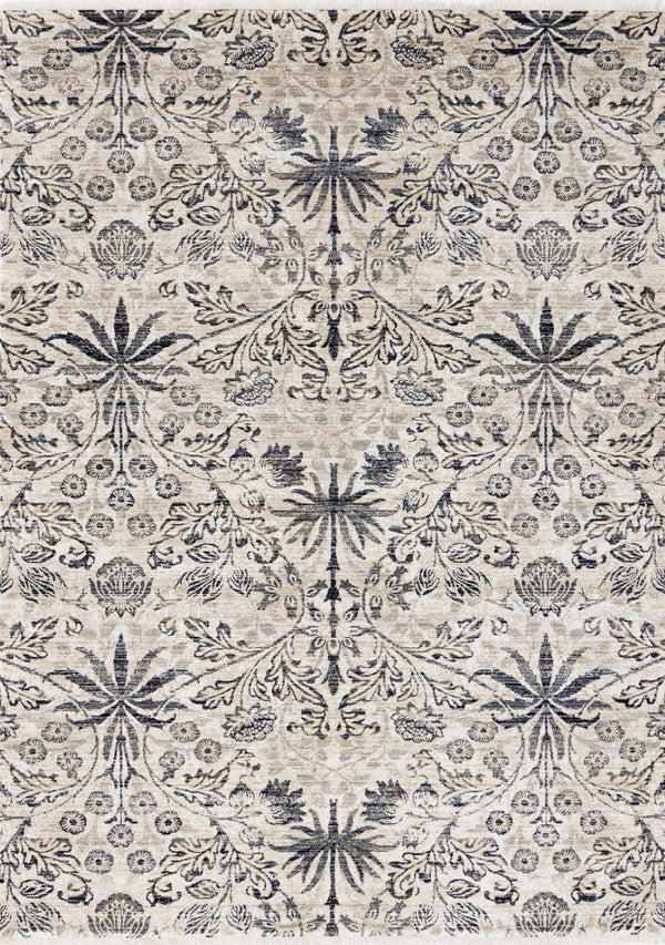 HomeRoots 5' Cream and Blue Floral Medallion Area Rug – Elegant, Durable, Stain-Resistant for Modern Spaces 5' X 8' 660216