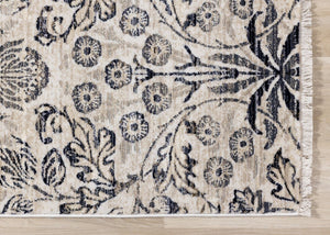 HomeRoots 5' Cream and Blue Floral Medallion Area Rug – Elegant, Durable, Stain-Resistant for Modern Spaces 5' X 8' 660216