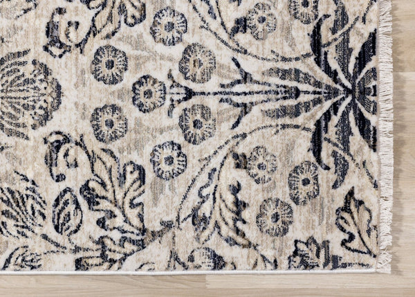 HomeRoots 5' Cream and Blue Floral Medallion Area Rug – Elegant, Durable, Stain-Resistant for Modern Spaces 5' X 8' 660216