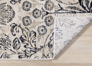 HomeRoots 5' Cream and Blue Floral Medallion Area Rug – Elegant, Durable, Stain-Resistant for Modern Spaces 5' X 8' 660216