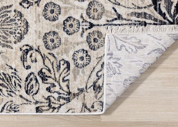 HomeRoots 5' Cream and Blue Floral Medallion Area Rug – Elegant, Durable, Stain-Resistant for Modern Spaces 5' X 8' 660216