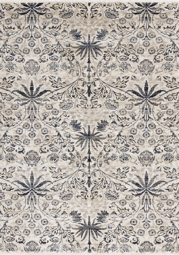 HomeRoots 8' Cream and Blue Floral Medallion Area Rug - Timeless Elegance, Durable, Family-Friendly Design 8' X 10' 660217