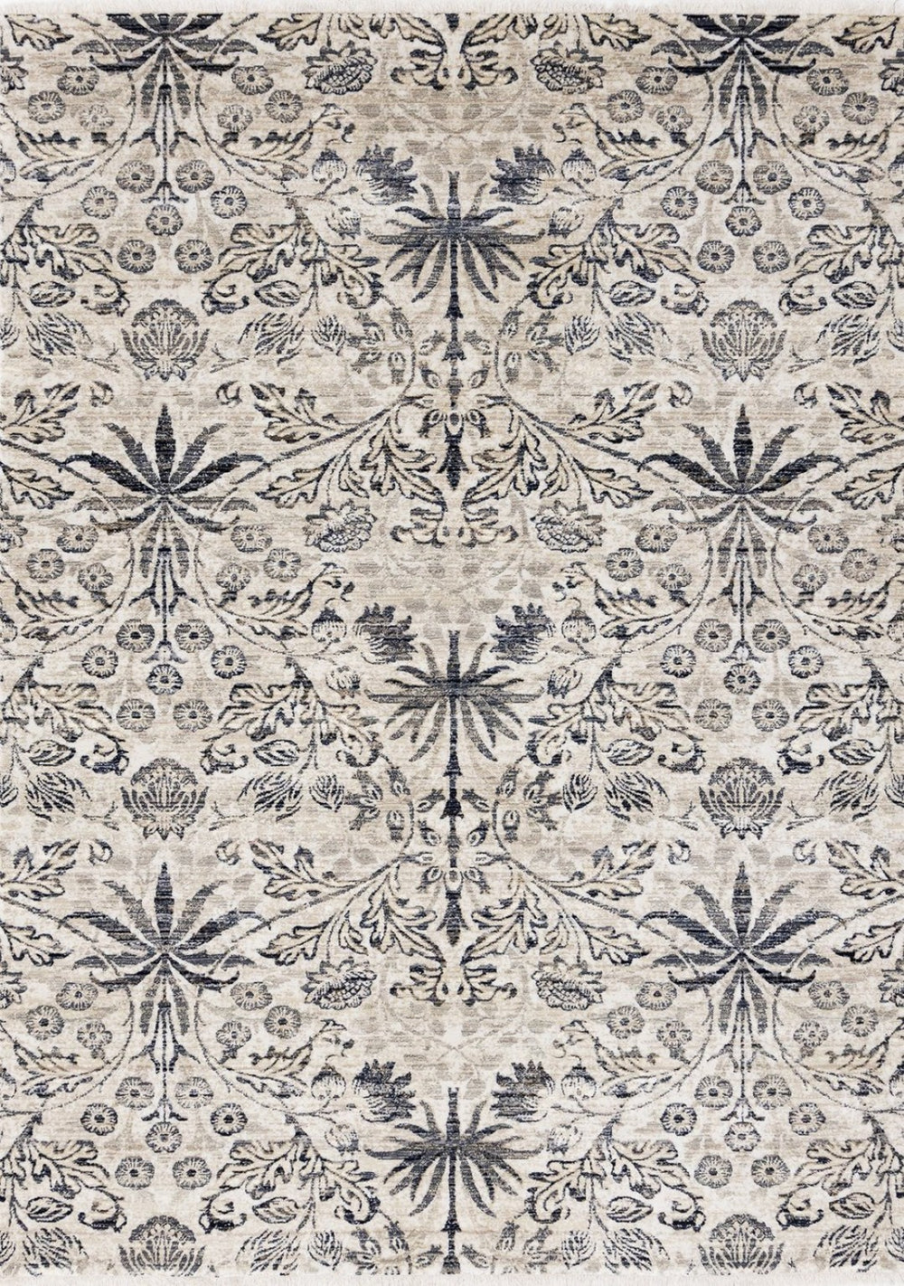 HomeRoots 8' Cream and Blue Floral Medallion Area Rug - Timeless Elegance, Durable, Family-Friendly Design 8' X 10' 660217